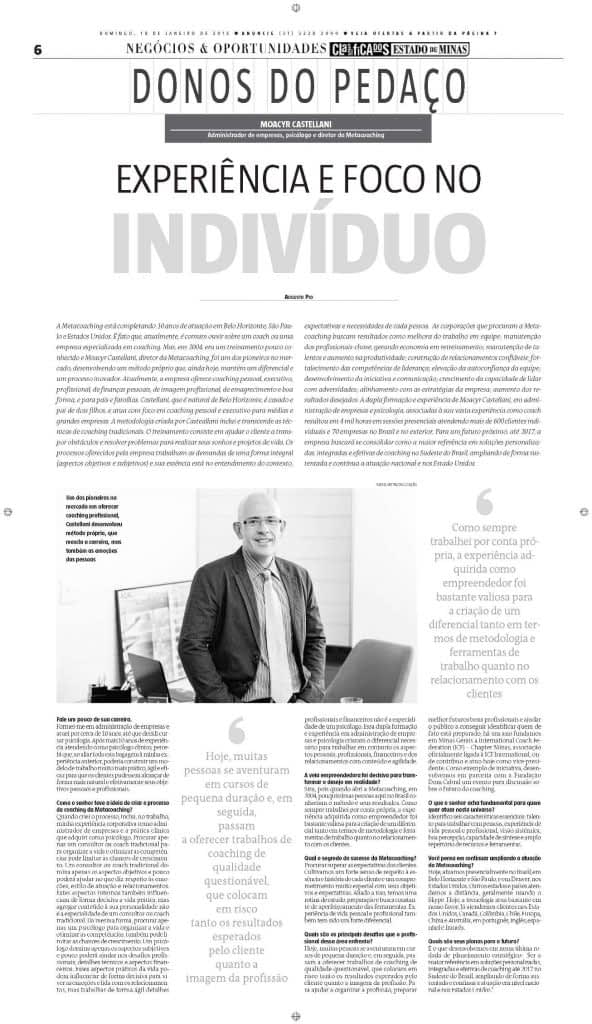 Experiência e Foco no Indivíduo &#8211; Estado de Minas, Mentoria, Coaching Executivo e de Carreira BH e Online